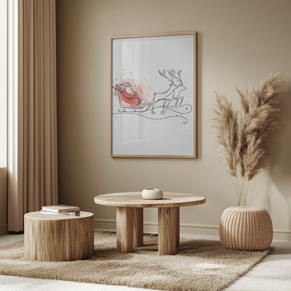 Christmas wall art with red accents - set of 3 prints - Drawnify