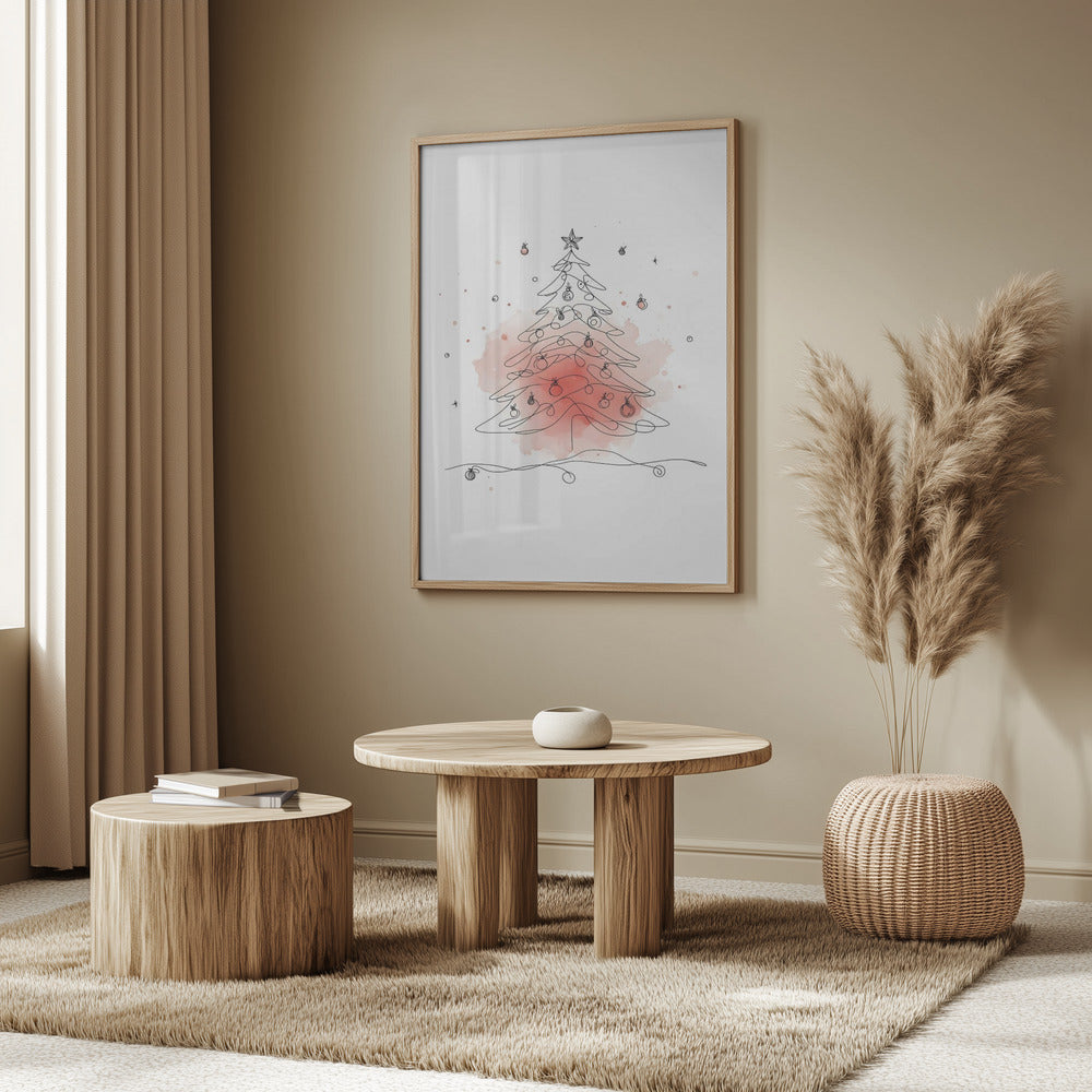 Christmas wall art with red accents - set of 3 prints - Drawnify